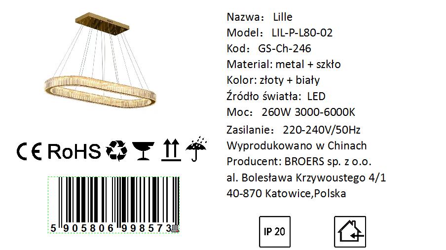 Lille - modern hanging lamp 80cm 26W gold above the table