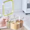 1 Set Seasoning Box 4 Compartment Spice Condiments Container with Spoon Multifunctional Storage Box for Home Kitchen