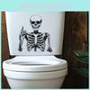 Modern Closestool Pvc Sticker Wall Decor With Smiling Skull For Living Room