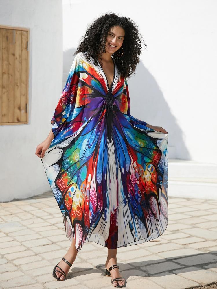 EDOLYNSA Лестный женский кафтан в богемном длинном платье, халат большого размера, платье Moo Moo, купальник, накидка, одежда для отдыха Q1634