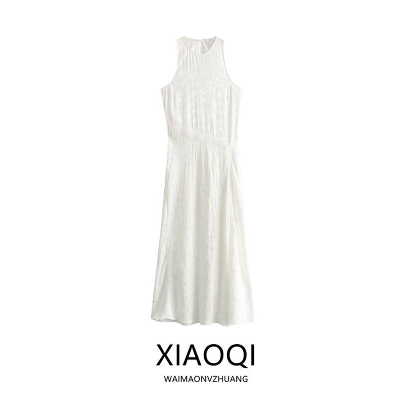 Fashion Style 2024 Summer New Arrival Women's Clothing Silm Sheath Round Neck Sleeveless Lace Jacquard Dress 1165075