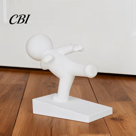 Humanoid Doorstop Burr-free Doorstop, 3D Printed Stable Door Stop, One-Piece Molding Heavy Base Stopper, Kicking Man Design Protects Walls Furniture