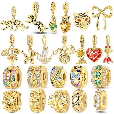 Серия Gold DIY Шармы Бусина Оригинальная Медь Инкрустированная Цирконием Подвески Солнце Леопард Подходят для Браслета Ювелирный Подарок Маркировка