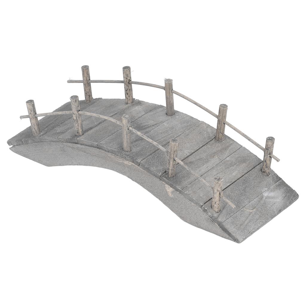 Mini Wooden Arch Bridge 1:12 Dollhouse Arc Bridge Miniature Landscaping Ornaments with Railings