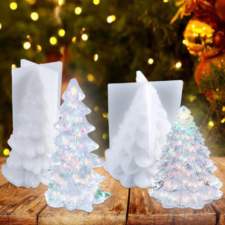 Форма для кристаллов своими руками, капельный клей, смола, 3D, рождественская елка, форма для свечей, рождественский стол, украшения, зеркальная силиконовая форма
