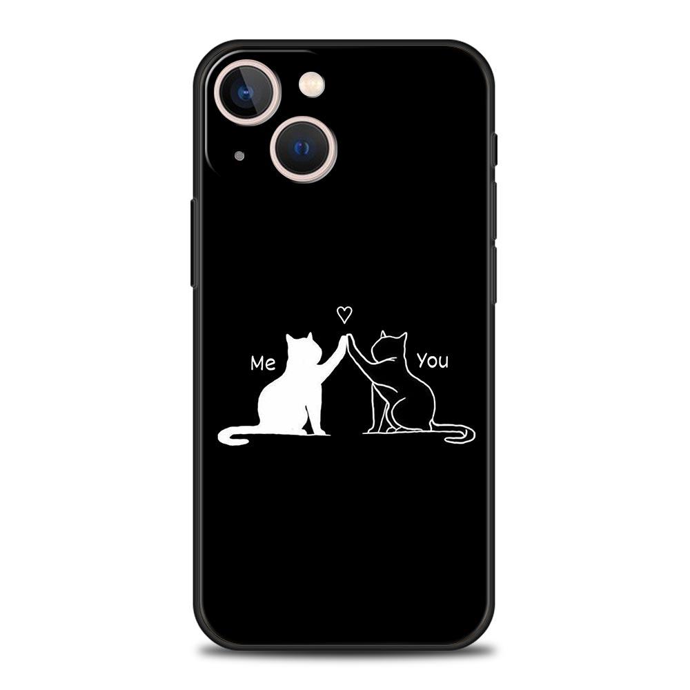 Кот Линия Черные Коты Чехол для Телефона Для iPhone 17 16 15 Pro Max 11 12 13 14 7 8 Plus SE 2020 X XR XS Чехол Мягкий Черный