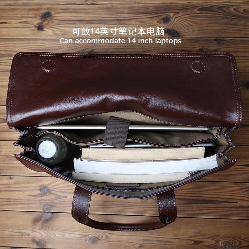 NZPJ Винтажный Мужской Портфель из Натуральной Кожи Сумка-портфель из Натуральной Коровьей Кожи Повседневная Мужская Сумка Носимый Багаж Для 14-дюймовых Ноутбуков