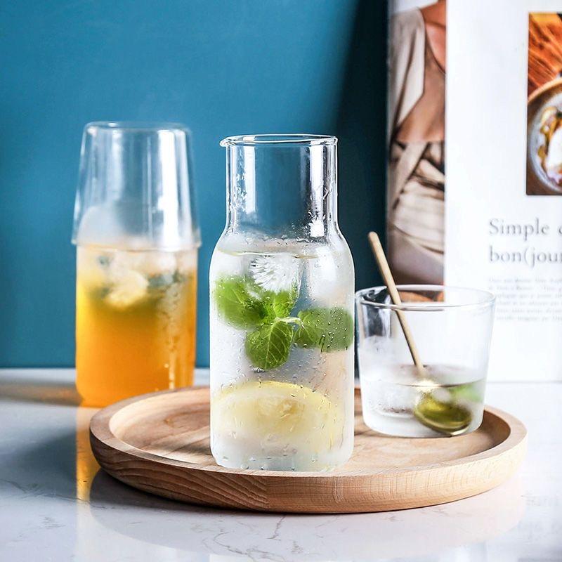 Скандинавская прозрачная стеклянная бутылка для воды с чашками – Жаростойкий набор кувшина для сока для дома или офиса