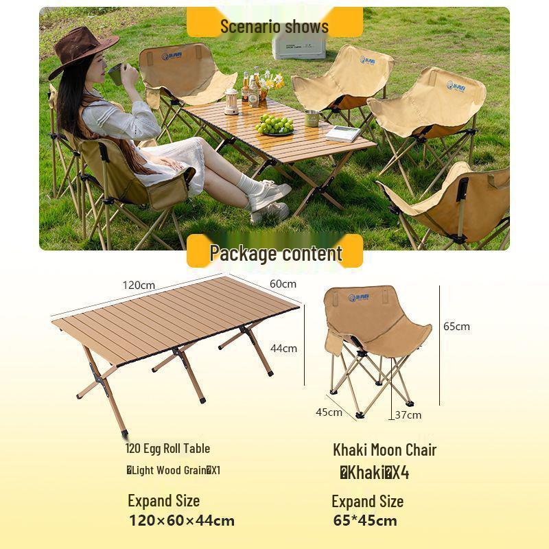 Портативный складной туристический стол и набор стульев-луна с сворачивающимся столом