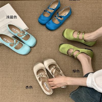 Корейская версия балеток с круглым носком, атласная поверхность, туфли с открытым верхом, одинарные туфли, женская обувь, темперамент ранней весны, вечерние туфли w