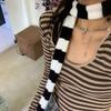 Fashion Y2K Knitted Long Thin Strip Scarf Girl Striped Skinny Slim Narrow Ribbon Scarves Women All-match Clothing Accessories