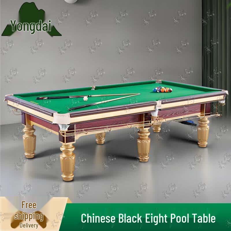 Yongdai 9-Foot Chinese Black Eight Pool Table with Gold Legs