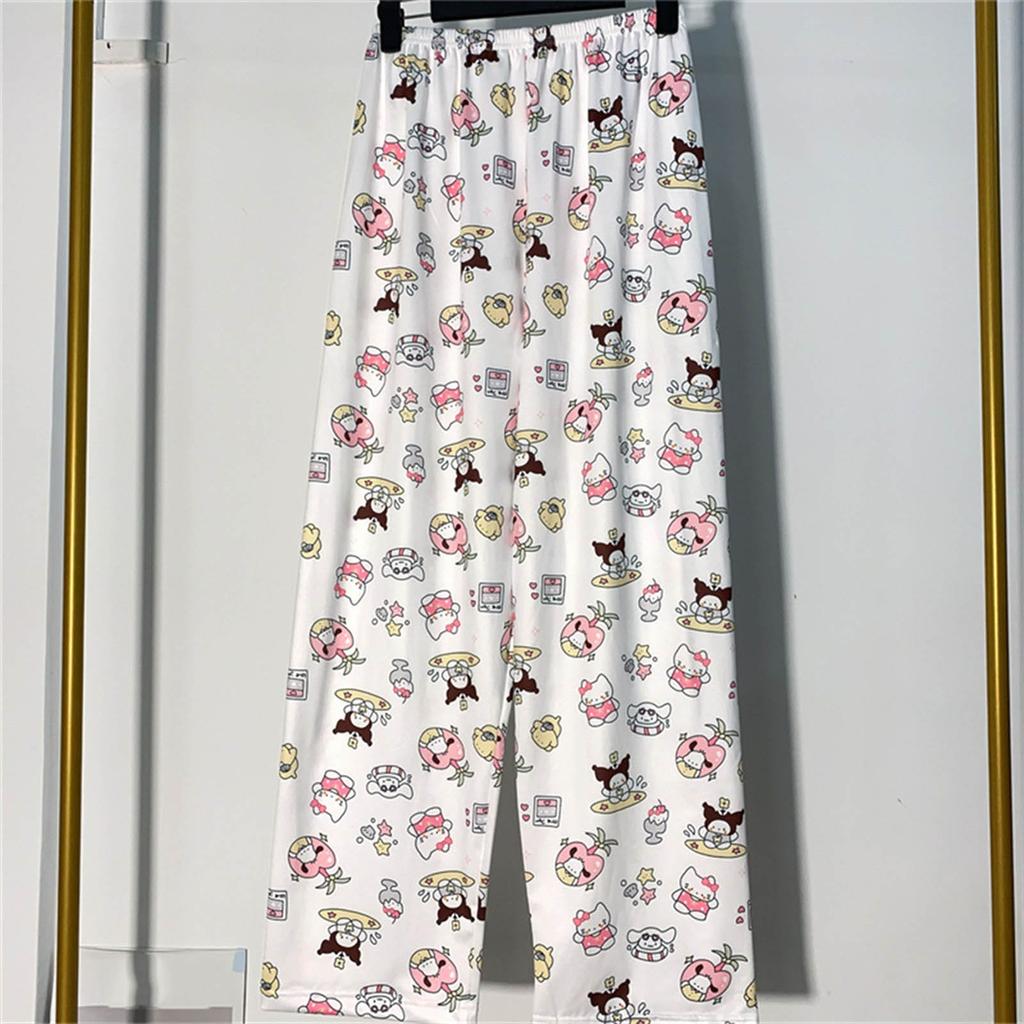 Женские домашние брюки Повседневные брюки Пижамные брюки с принтом без карманов