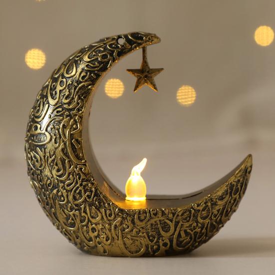 Mini Ramadan Moon Light Ramadan Decoration Soft Glow Battery Powered Eid Ramadan Candle Light Nightstand Decor