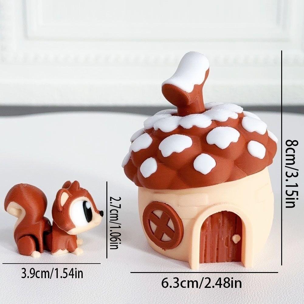 Plastic Material Squirrel Set Non-Electric Movable Joints 3D Printed Decorative Piece Cute Design Desktop Decorative Sculpture