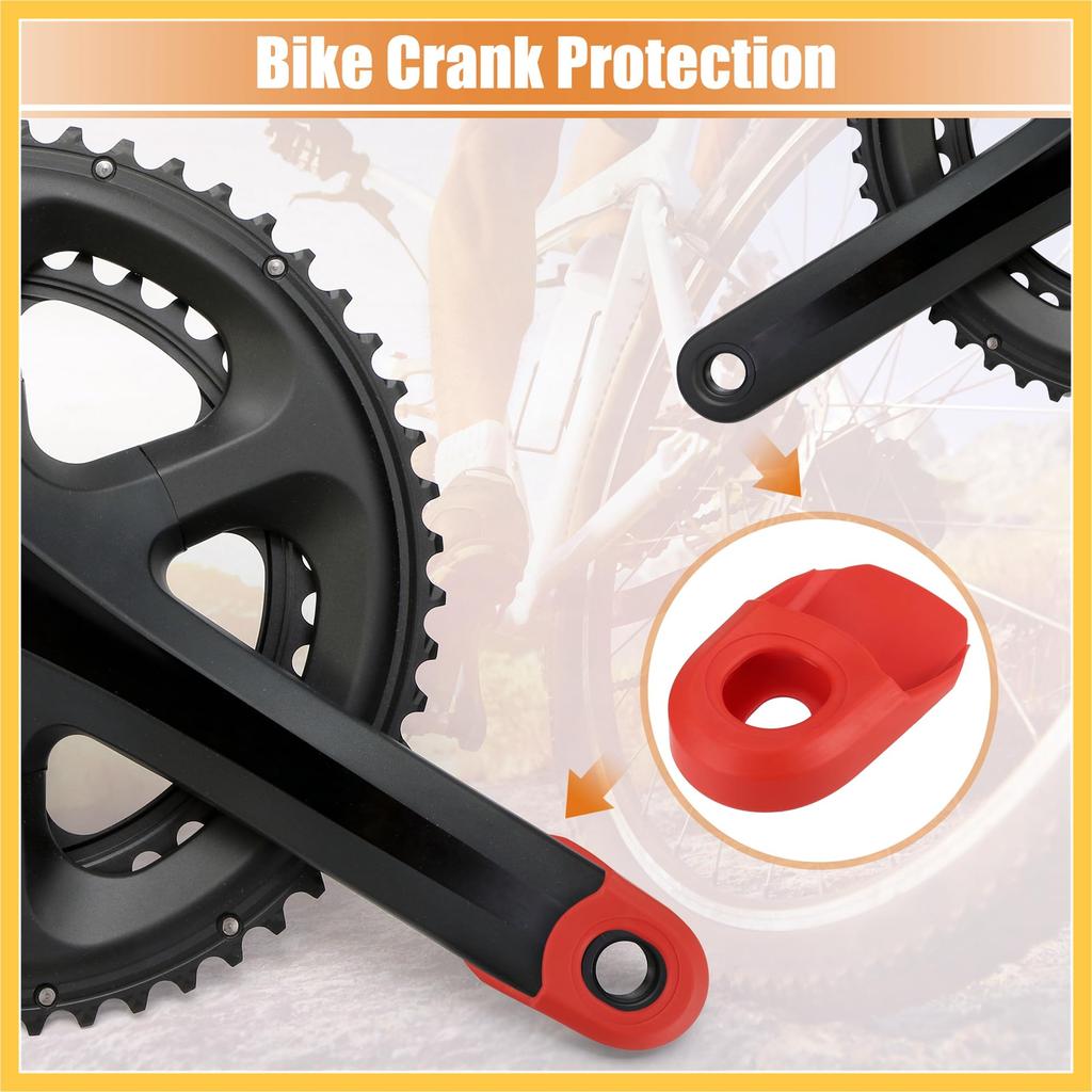 BULLSPANN 2pcs Soft Plastic Bicycle Cycling Crank Boot Protector Mountain Bike Sleeve Crank Arm Cover Protection Red