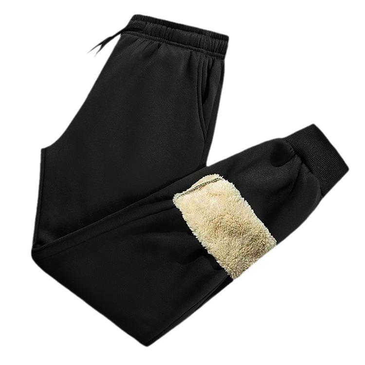 2023 Мужские зимние повседневные спортивные штаны из утолщенного хлопка и овчины