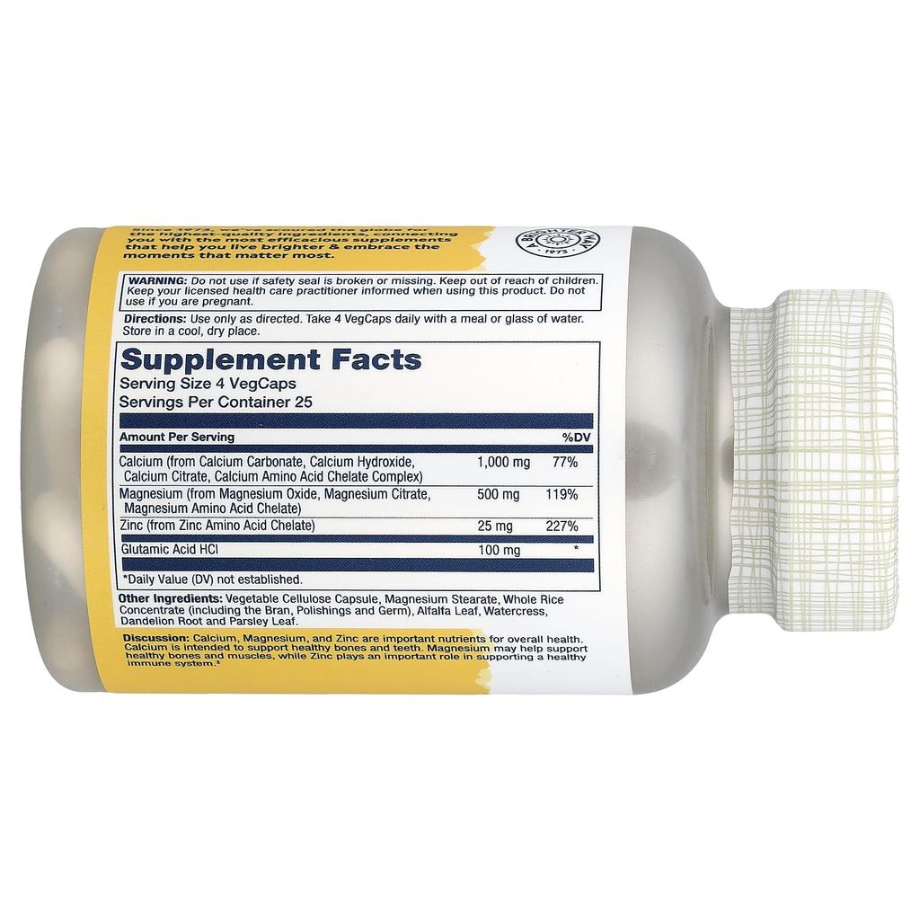 Calcium Magnesium Zinc, 100 Veggie Capsules