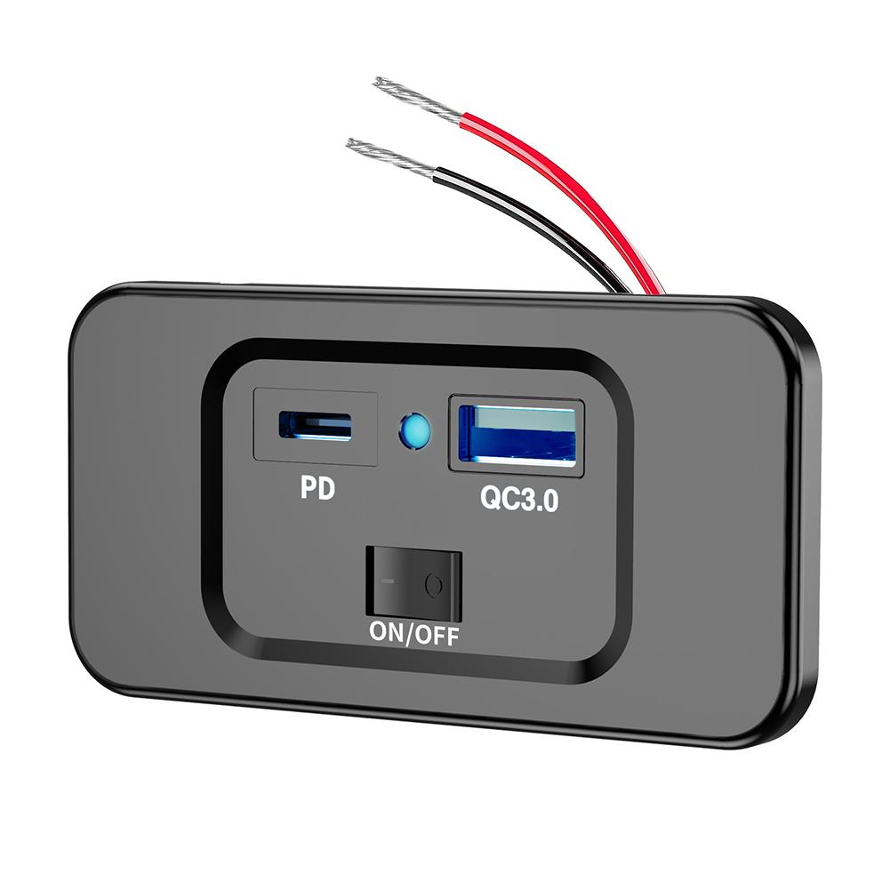 Двойной USB PD QC3.0 автомобильное зарядное устройство гнездо лодка автофургон быстрая зарядка розетка светодиодный адаптер питания панель 36 Вт DC12V-24V