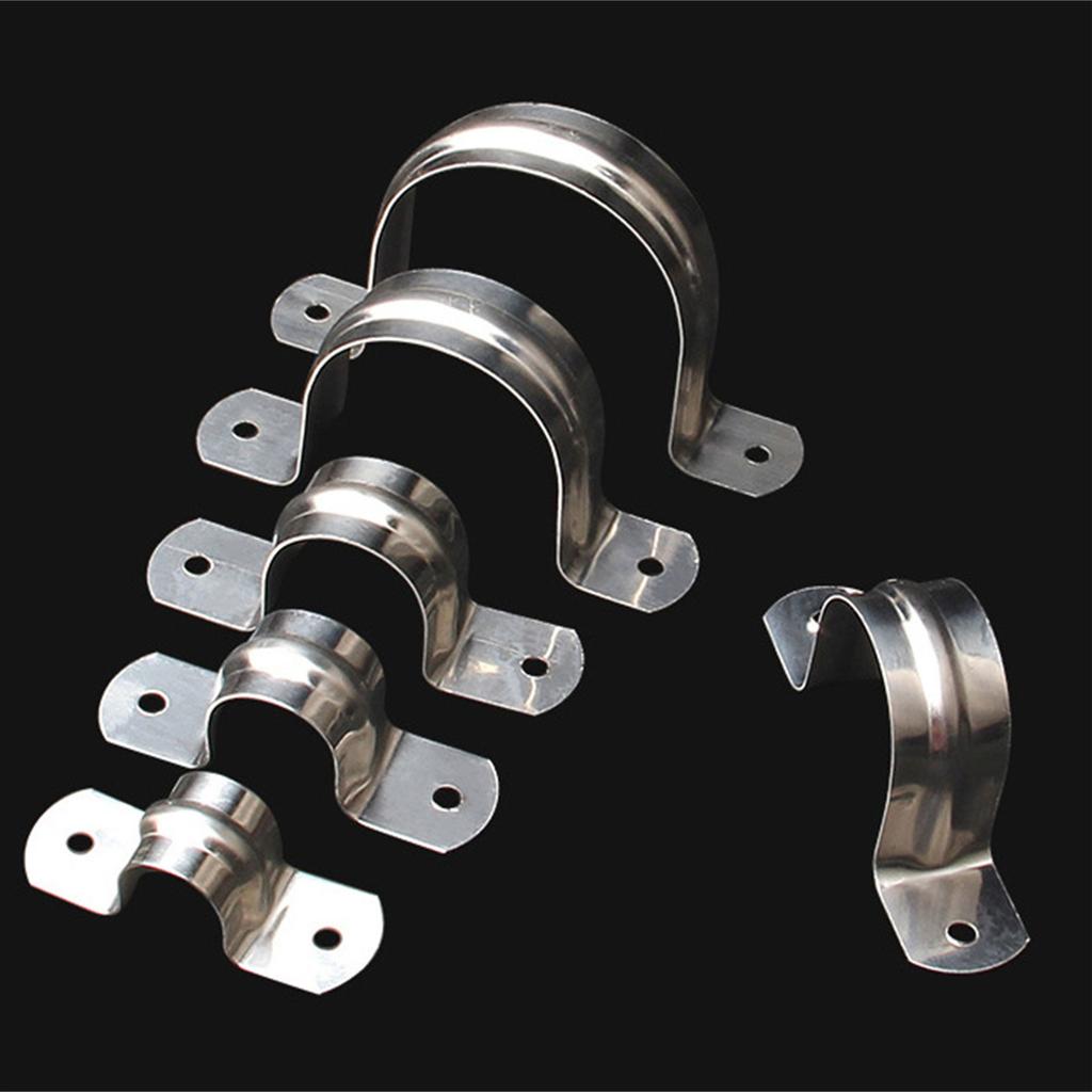 100/50 шт. Хомут для трубы из нержавеющей стали с 2 отверстиями, кронштейн для жесткой трубы, хомут для трубы, сверхмощные хомуты для кабелепроводов