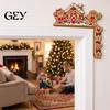 Holiday Party Room Supplies Christmas Wooden Door Corner Decor, Festive Gnome/Gingerbread House/Letter Frame Sign, No Ornament Drill Topper