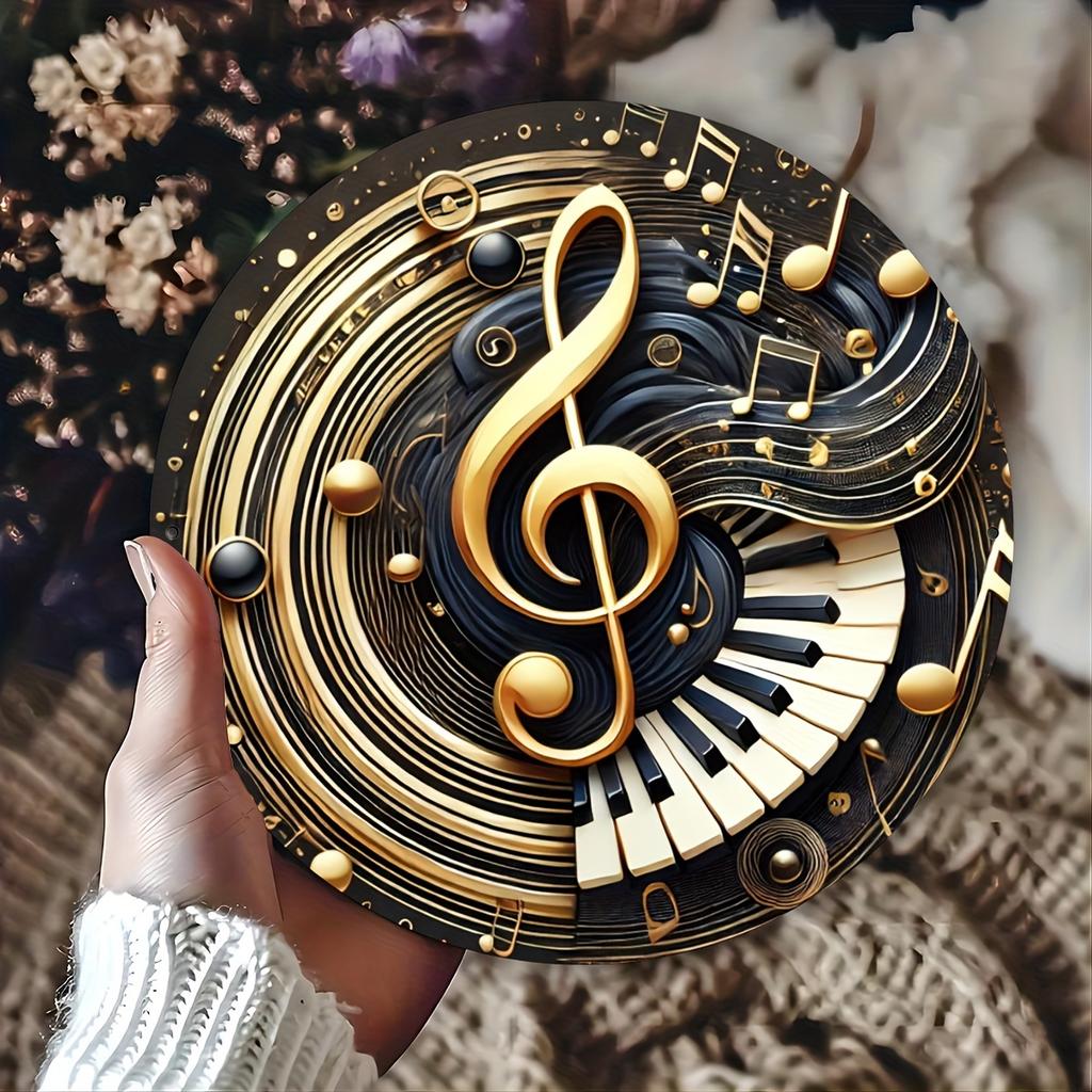 1 шт. Элегантный деревянный венок с музыкальными нотами и клавишами пианино, круглая настенная живопись размером 8x8 дюймов, эстетичный декор для дома и фермы, идеально подходит для крыльца и