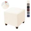Universal Ottoman Stool Cover T-shaped Pattern Stretchable Sofa Footrest Slipcovers Elastic Band Removable Jacquard Stool Cover