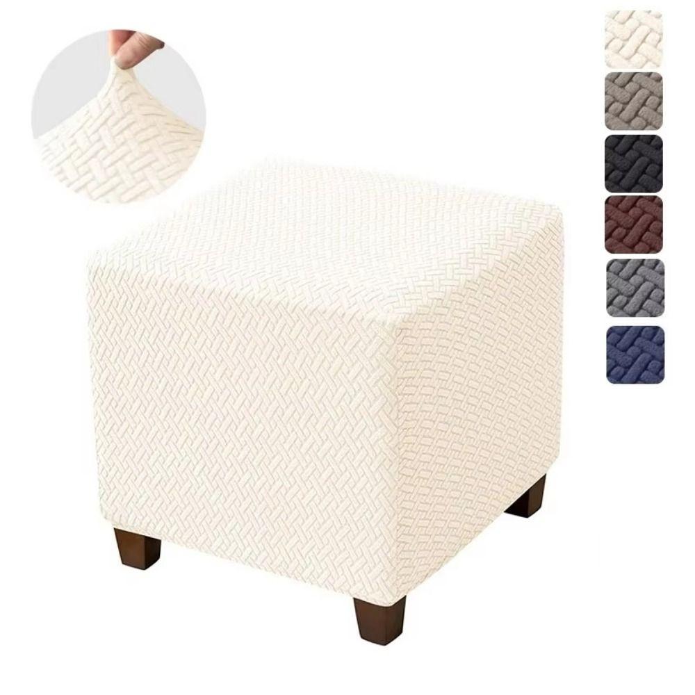 Universal Ottoman Stool Cover T-shaped Pattern Stretchable Sofa Footrest Slipcovers Elastic Band Removable Jacquard Stool Cover