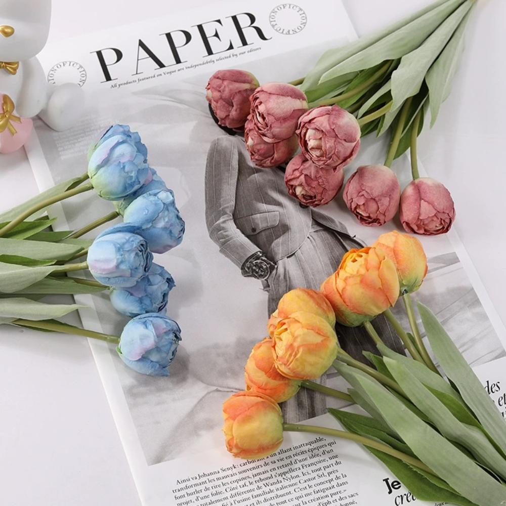 1 букет из 7 тюльпанов со стеблем, искусственные цветы, реалистичные искусственные цветы, шелковые цветы, свадебный букет, украшения для дома на вечеринку