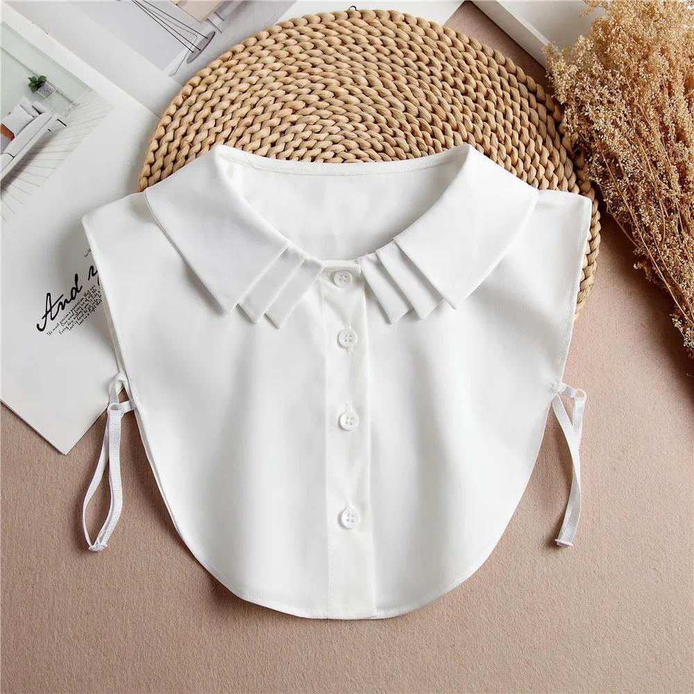 Women Detachable Lapel Fake Collar Ruffles Lace Shirt False Collar Blouse Removable False Half Shirt Blouse Decoration