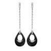 [P9292] - Silver Earrings 'Sissi' Silver Black (ceramic) - 40x10 Mm