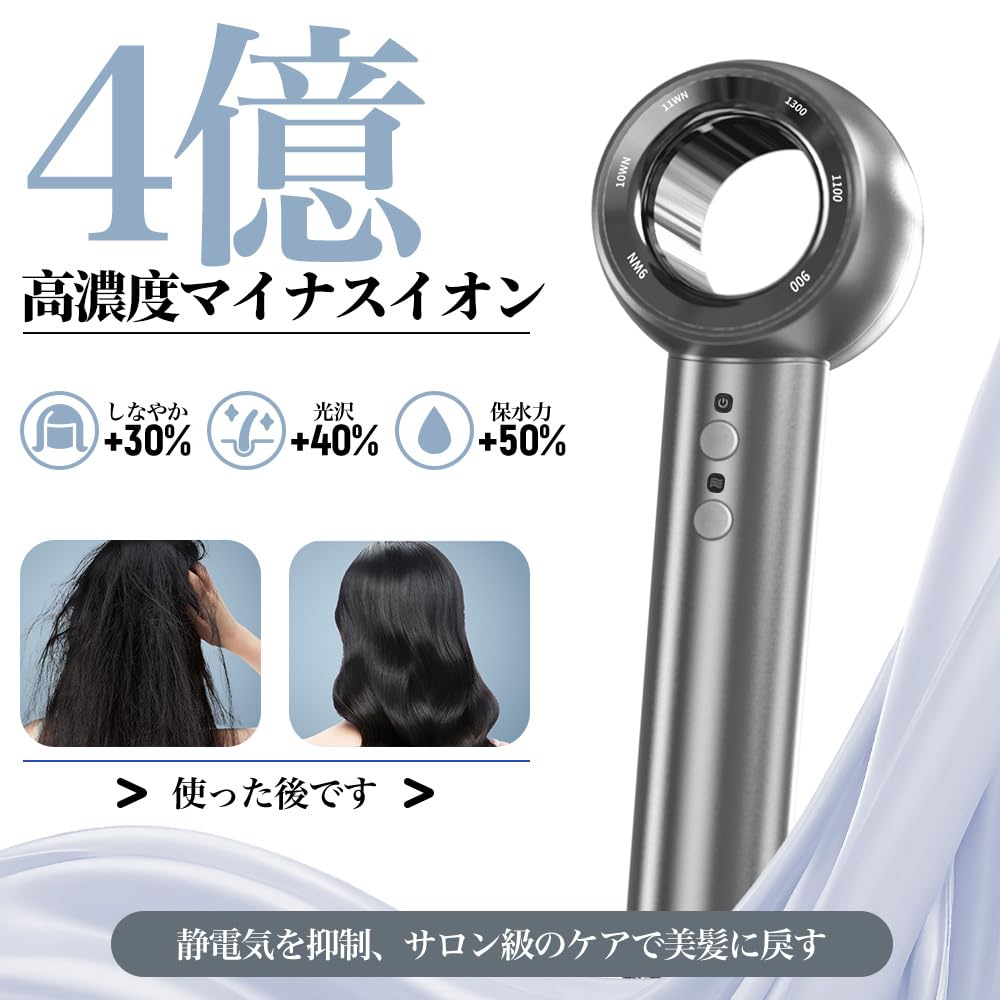 JYUNSEI Большой воздушный фен для волос Инновация 400 миллионов отрицательных ионов Новый полый высокоскоростной Быстрая ультракороткая сушка Статическое электричество NTC Перегрев