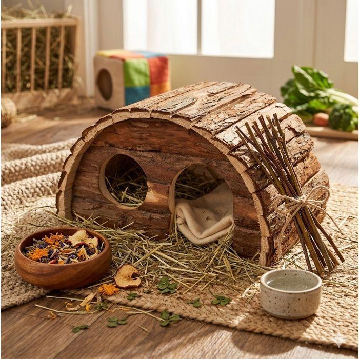 Maison pour rongeur - EDEN - Sam - Double ouverture - Toit plat plateforme - Bois naturel
