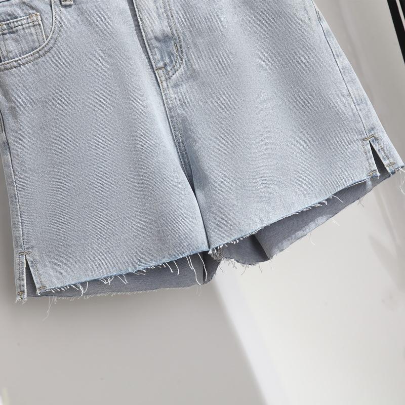 Plus Size Short Jeans for Women Summer Casual Loose Women's Clothing Denim Shorts Wide Leg Burrs Jean Shorts Pants