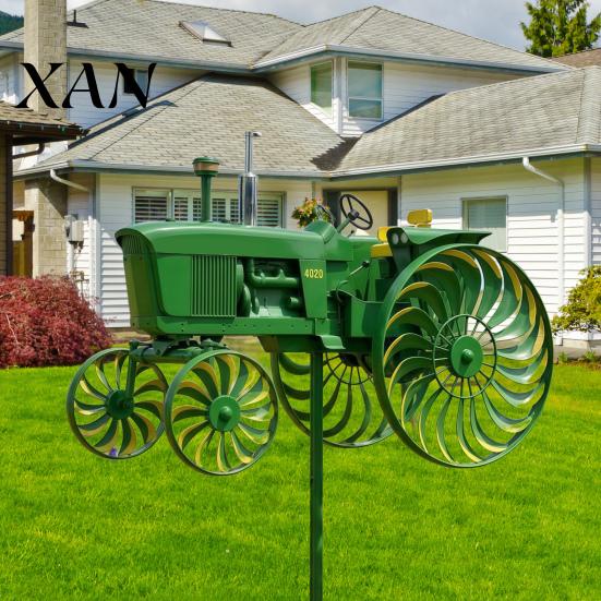 Tractor Windmill Sculpture Skeleton Riding Motorcycle Wind Spinner Decoration Metal Kinetic Weather-resistant Outdoor Garden Yard Patio Lawn