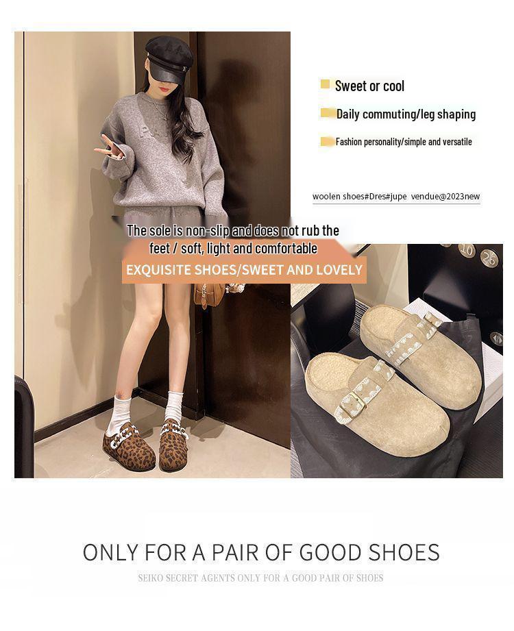 Женские ретро-тапочки Birkenstock с толстой подошвой, флисовой подкладкой и меховым круглым носком для осени/зимы.