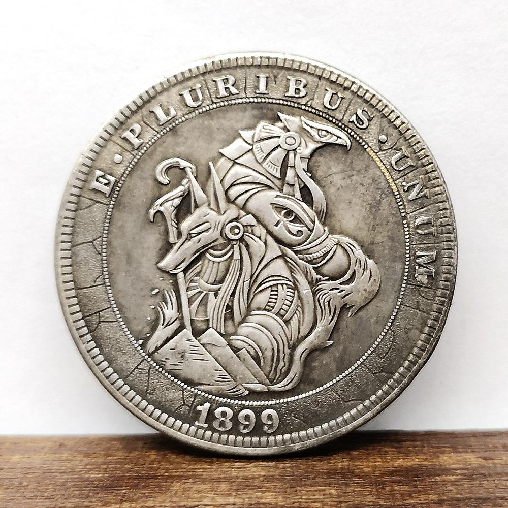 Анубис, Гор, блуждающие монеты, голова собаки, голова орла, человеческое тело, старинный серебряный доллар, монеты