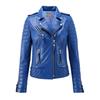 Женская мотоциклетная кожаная куртка из натуральной королевско-синей ягнячьей кожи, кафе-рейсер, байкерская верхняя одежда