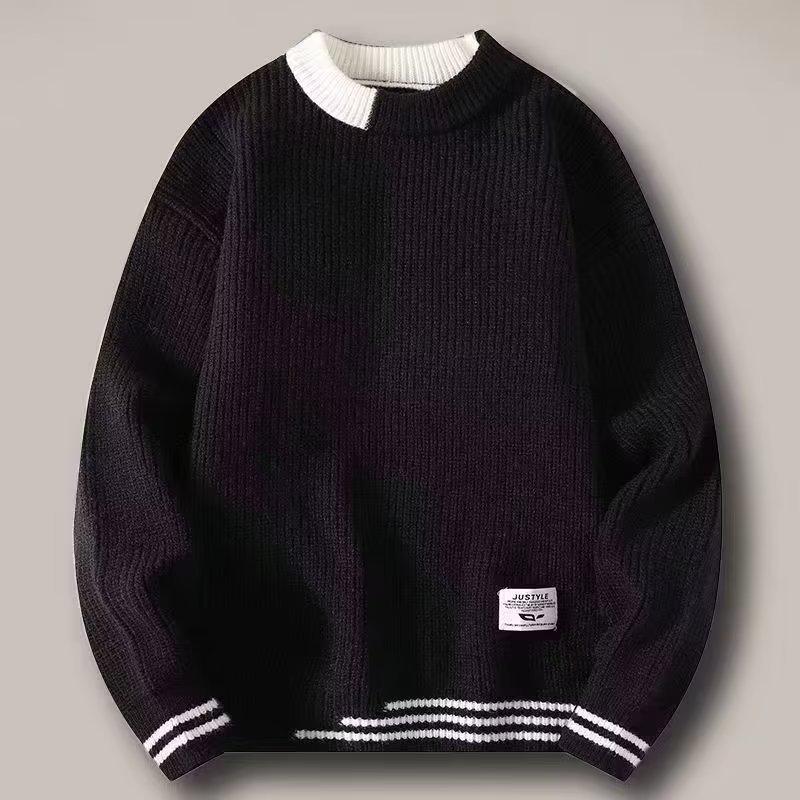 Men's Trendy Half-High Collar Sweater - Warm, Thick, Loose Fit for Autumn/Winter