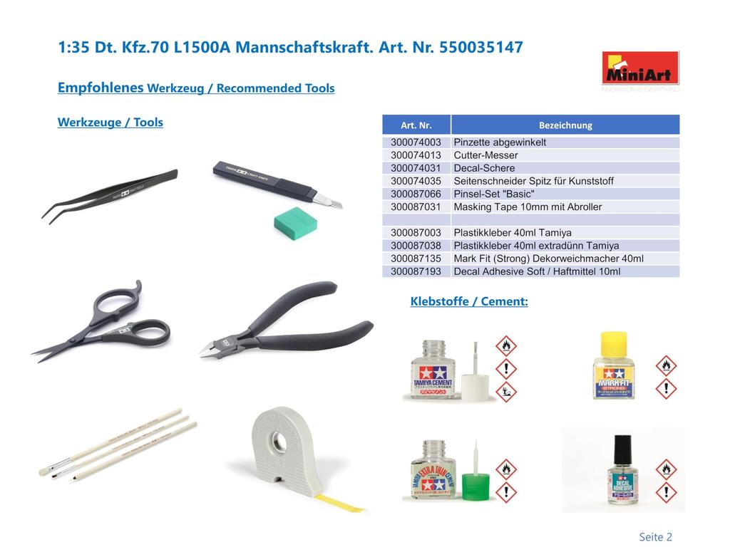 Пластиковая модель немецкой армейской транспортной машины Miniart L1500A Kfz.70 в масштабе 1/35