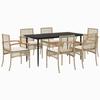VidaXL Ensemble à Manger de Jardin avec Coussins 7 pcs, Table et Chaise de Terrasse, Meubles de Patio, Mobilier d'Extérieur, 3213628
