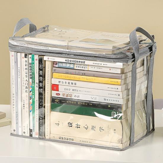 Multifunctional Storage Box Foldable Book Box with Handle Zipper Closure Waterproof Toy Box Transparent Storage Case