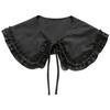 Women Girls Vintage Lolita False Fake Collar Shawl Sweet Ruffles Lace-Up Bow Decorative Necklace Choker Short Poncho