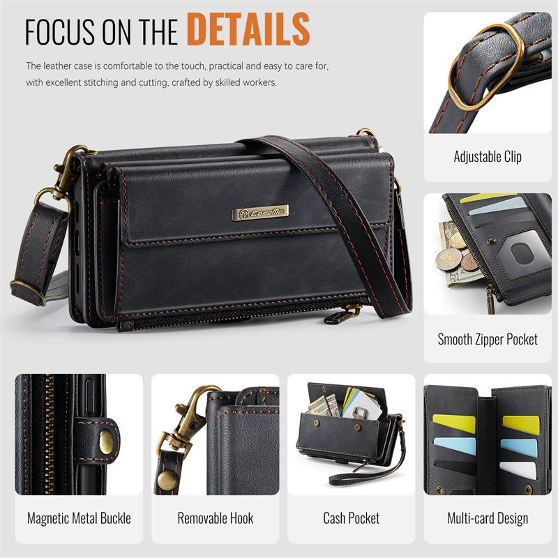 CaseMe Кожаный чехол-книжка для телефона для iPhone 17 Pro Max Air 16 Plus 16E 15 14 13 Mini 12 11 X XS XR SE 2022 8 с длинным шнурком, кошелек на молнии, обложка для нескольких карт