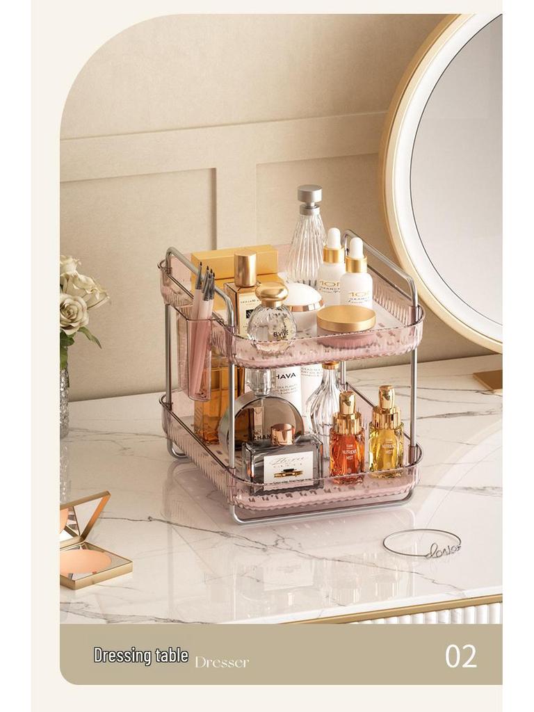 Transparent PET Plastic Desktop Cup Storage and Drain Rack - Two-Layer Multi-Purpose Hanging Basket.