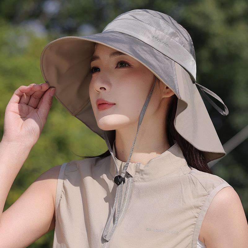 Wide-brimmed open-top sun protection hat for women, summer outdoor breathable UV protection sun hat, hiking and mountaineering shawl hat