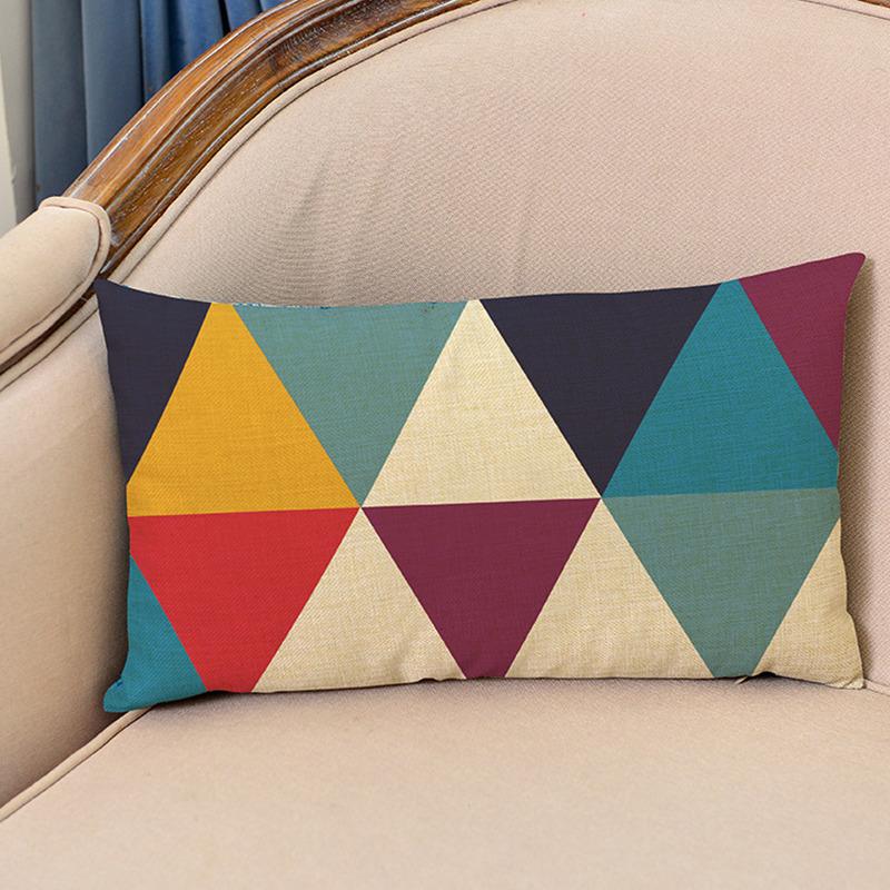 Geometric Style Throw Pillow Case Triangle Grid Classics Nordic Sofa Decoration Cotton Linen Chair Waist Cushion Cover Cojines