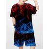 Новый модный комплект из футболки и шорт с принтом пламени для детей, мальчиков, одежда для весны и лета, повседневная детская уличная одежда, незаменимые вещи