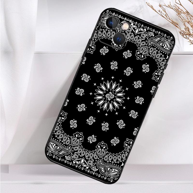 Черный чехол Bandana Paisley для iPhone 15 14 13 12 11 Pro Max Mini X XR XS Max SE 2020 7 8 Plus задняя крышка
