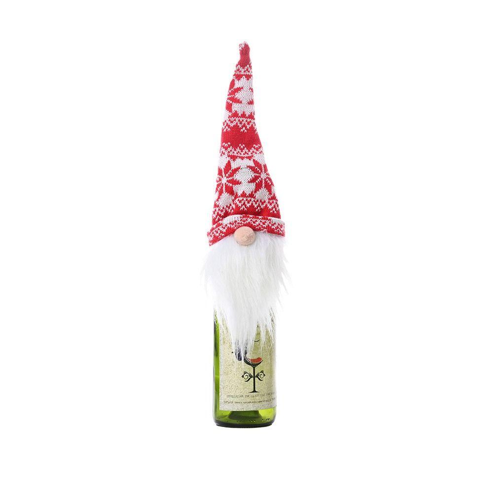 2pcs Cartoon Faceless Doll Champagne Bottle Cover Knitted Christmas Bottle Cover  Family